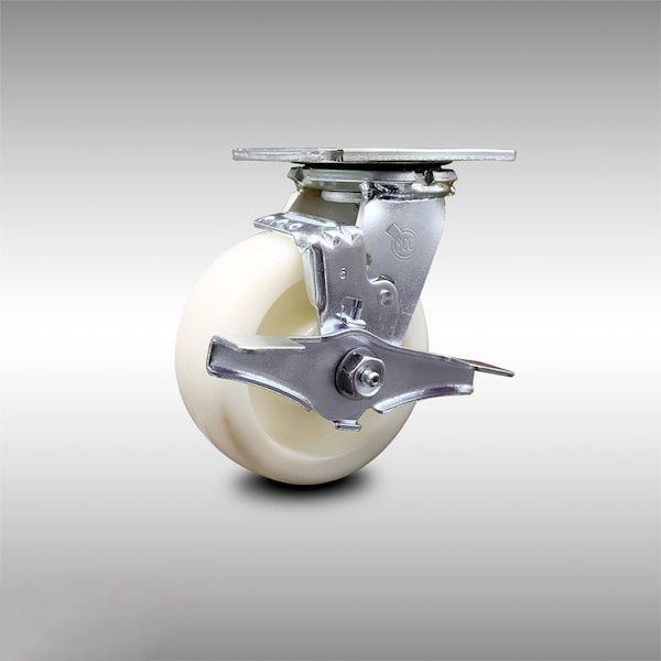 5 Inch Stainless Steel Nylon Swivel Caster with Ball Bearing and Brake SCC